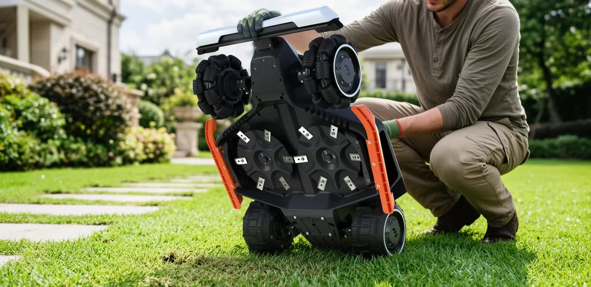 Robot i regn med vattentät kapsling